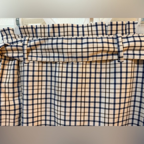 Checkered Paperbag Waist Navy and White Plaid Skirt - Picture 3 of 6